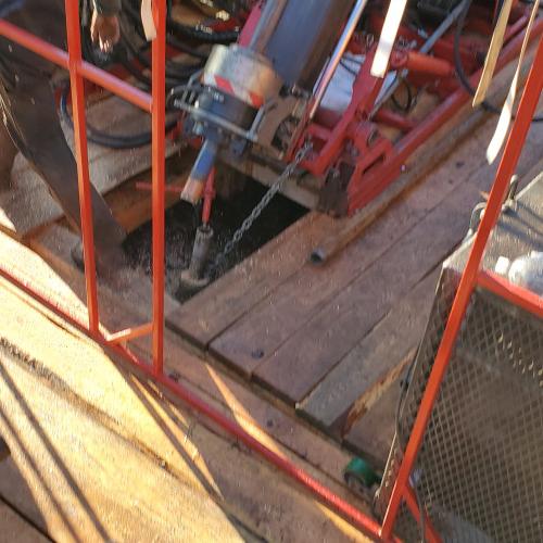 Anchor set and coring ready to start, DEM23-01, Oct. 21, 2023