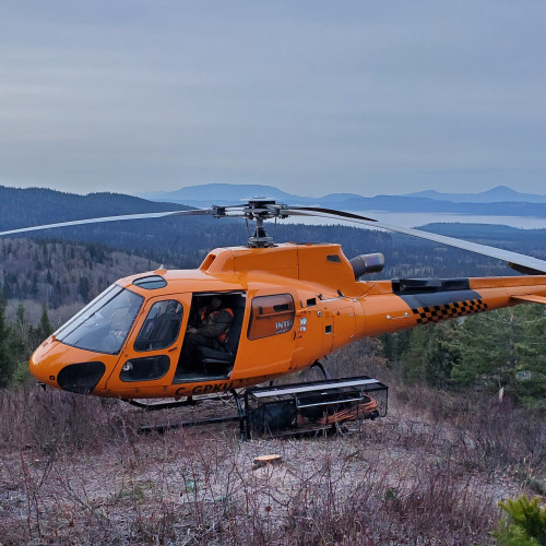 Chopper on helipad for Pad 2, DEM23-03, at dawn