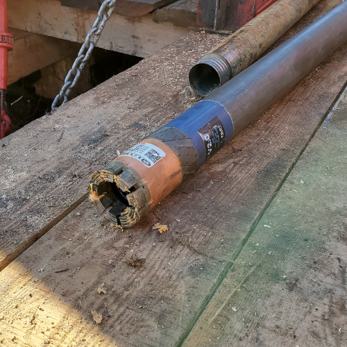 DEM23-01 - the business end of the operation - coring bit - Oct. 21, 2023