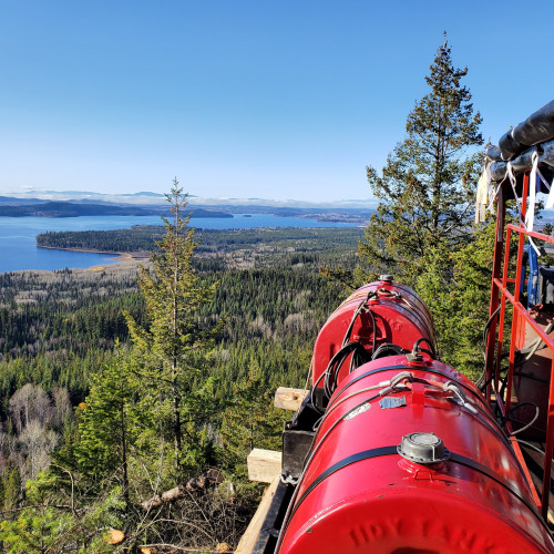 View of Tezzeron Lake from DEM23-01 drill pad