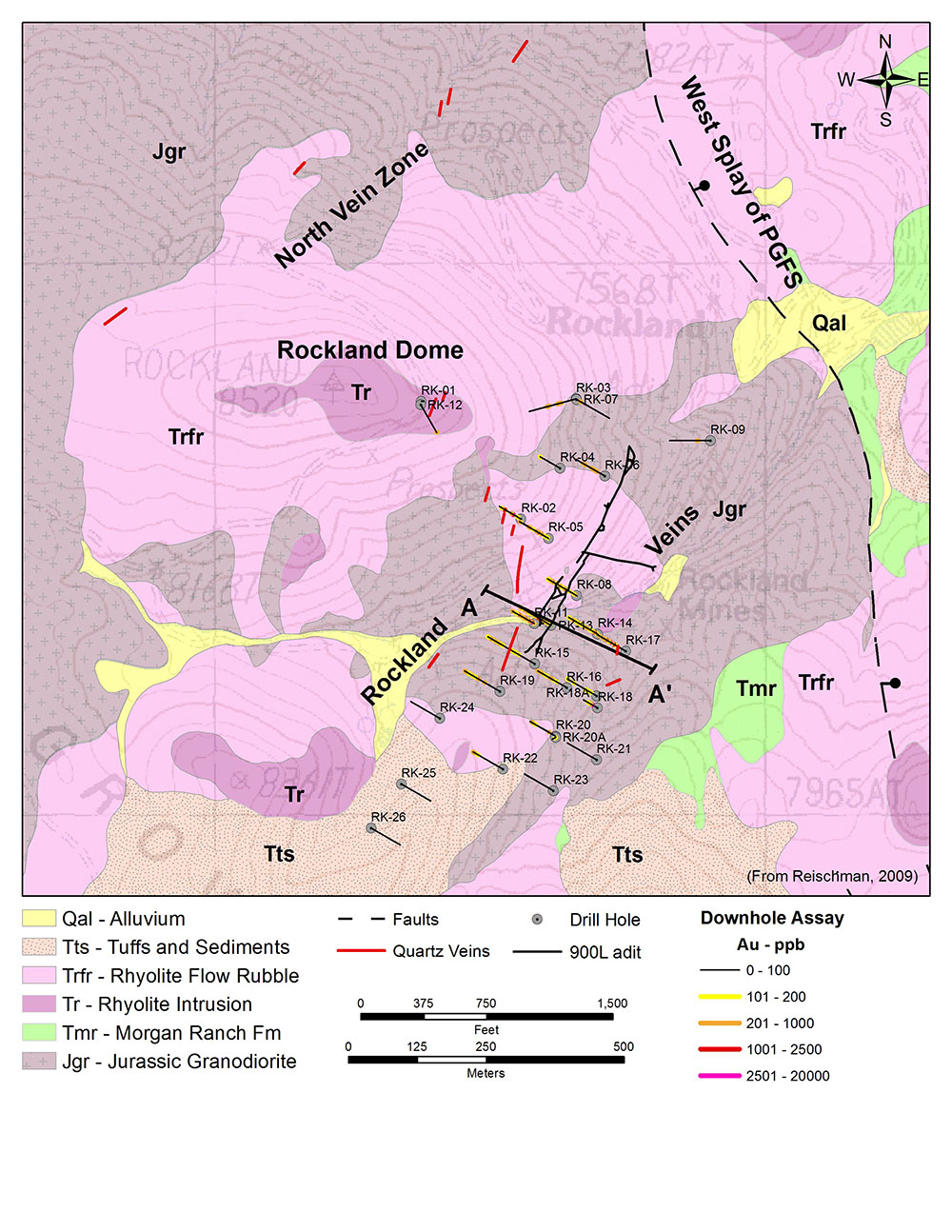 Rockland Mine geological plan view