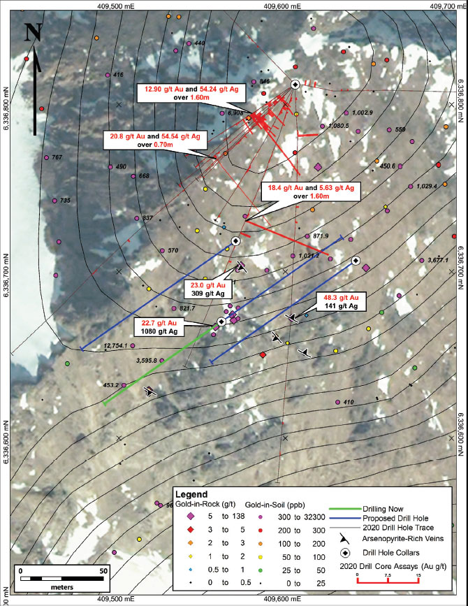 Figure 1: Drilling Plan View, Pyramid Peak, Snoball Property